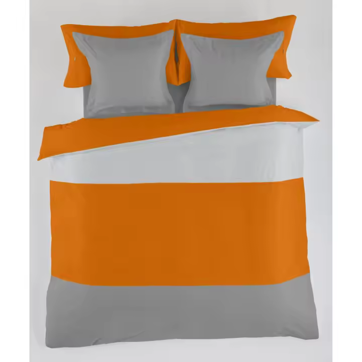 FUNDA NORDICA tricolor perla-ocre-plomo - Cama de 135/140 (1 pieza) - 50% algodón / 50% poliéster - 144 hilos. Gramage: 115 - Fijalo - 1