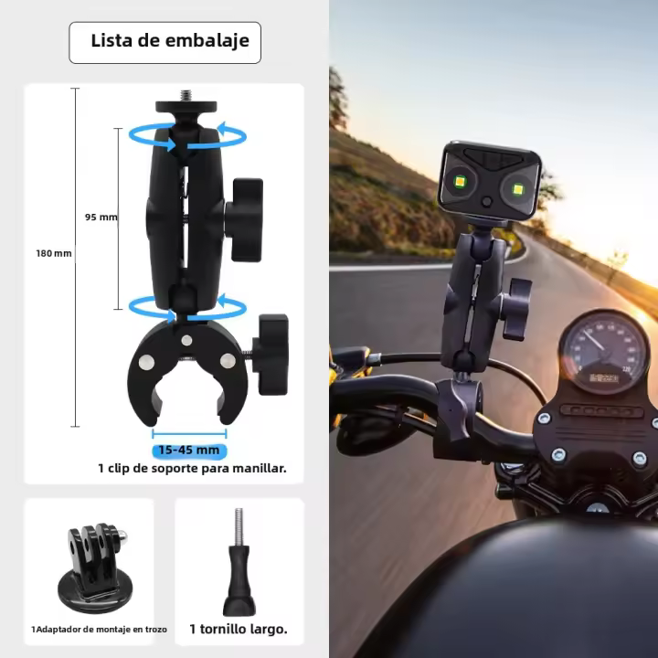 Adaptador De Doble Cabeza De Bola Con Tornillo Para Cámara De Acción Insta360 GoPro Montura Super Clamp Con Cabeza De Bola De 360° - 1