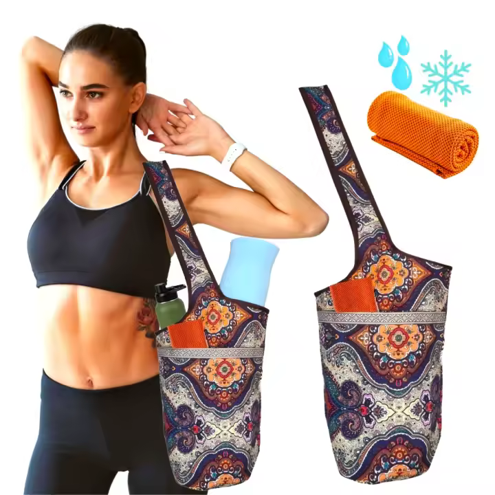 SusggO Pack Bolsa Yoga para Esterilla y Toalla fria enfriamiento Bolso Yoga Mujer para Colchoneta Toalla Gimnasio Toalla microfibra Bolso Yoga Esterilla Yoga Accesorios Pilates Fitness - 1