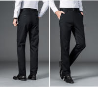 Pantalones De Hombre Negro Sólido Elásticos Para Oficina Pantalones De Trabajo Casuales Rápidos Secado Estilo Coreano Para Primavera Y Otoño - details 6