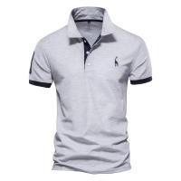 Camisa Polo De Hombre AIOPESON Con Bordado Algodón 35% Estilo Casual Slim Fit Color Sólido Moda Verano Transpirable Con Botones - details 7