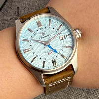Reloj Automático Tandorio NH34 Para Hombres 39mm GMT Pilot Diversión AR Cristal De Zafiro Fecha Resistente Al Agua 20BAR Moda Relojes De Pulsera De Acero Inoxidable - details 10