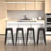 HOMCOM Conjunto de 4 Taburetes de Bar Estilo Industrial Apilables y con Reposapiés Aptos para Interiores y Exteriores 43x43x76 cm Carga Hasta 120kg - details 1