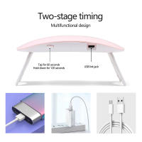 LULAA Lámpara De Uñas Multifuncional En Rosa Y Blanco Secador De Uñas Portátil Con Cable USB Para Gel Varnish Arte De Uñas Herramienta De Secado Para El Hogar - details 2