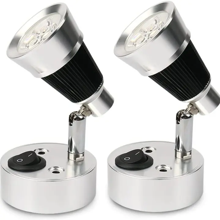 Luz de lectura de pared de punto LED de 12V, 2 piezas de luz LED para coche, interruptor ajustable, In - 1