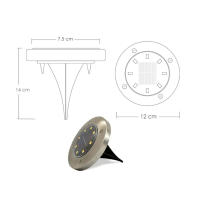 Lámpara Solar para Exteriores Jardín 8 LEDs - Luz Amarilla, Sensor Automático de Atardecer a Amanecer, Cubierta de Acero Inoxidable, 12.5x12.5x3.6 cm - Gerimport - details 5