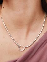 Pandora - Collar de Cadena de serpiente con Cierres de corazón - Plata de Ley - details 0
