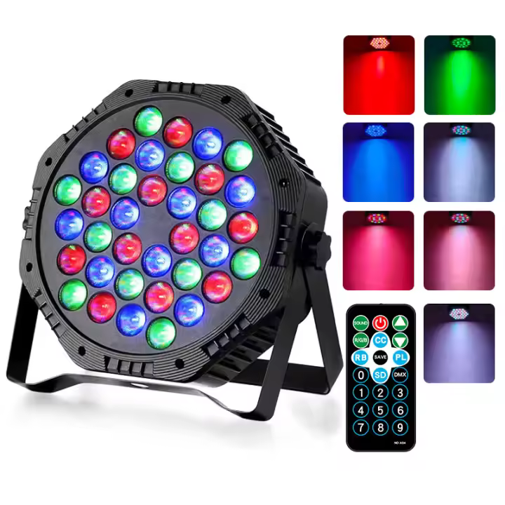 Foco LED de 36 W, Luz Colorida RGB, Iluminación de Escenario LED controlada por Voz, con control DMX y control remoto, ajustado para decoraciones de Bodas en bares - 1