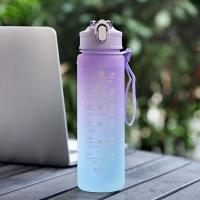 Botella De Deporte De Agua Con Pajita Y Tapa Pop-Up Gradiente De Colores 900ML Plástico Portátil Para Exteriores Y Aire Libre - details 12