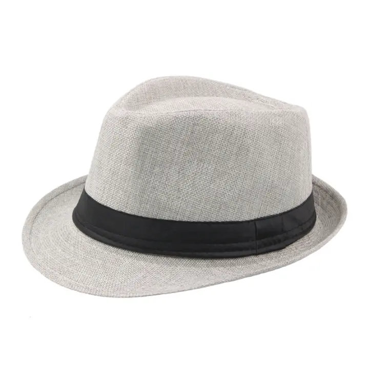 Sombrero De Paja Ancha Para Hombre Y Mujer Estilo Casual De Verano Protección Solar Color Sólido Sombrero De Panamá Cowboy - 1