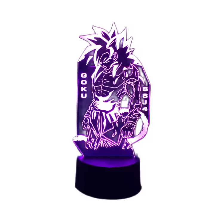 Figura De Anime Japonés Dragon Ball Super Saiyan Goku Vegeta Con Soporte De Cristal LED Ilusión 3D Luz Nocturna Colorida Para Niños Cumpleaños - 1