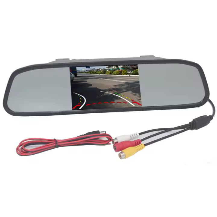 Espejo Retrovisor De Coche Con Monitor 4.3 Pulgadas Sistema De Parqueo Automático Para Visión Nocturna LED Cámara Trasera CCD - 1