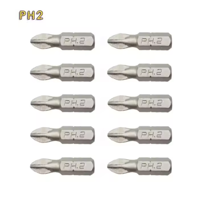 Juego De 10 Piezas De Brocas Eléctricas Hex Shank PH PZ De Acero De Aleación Para Destornilladores 25mm Tamaños PH1 PZ1 PH2 PZ2 PH3 PZ3 - 1