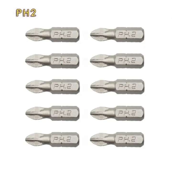 Juego De 10 Piezas De Brocas Eléctricas Hex Shank PH PZ De Acero De Aleación Para Destornilladores 25mm Tamaños PH1 PZ1 PH2 PZ2 PH3 PZ3 - 1