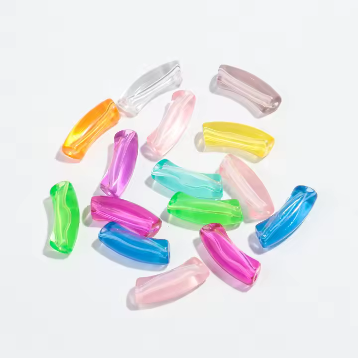 15pcs Cuentas De Acrílico Colores Variados Tubo De Bambú Grueso 11mm Codo Transparente Para Creación De Joyería Pulseras Y Collares DIY - 1