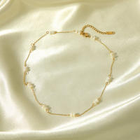 Encanto Gargantilla de acero inoxidable chapada en oro de 18 quilates con estaciones de piedra Natural, collares para mujer, dijes, Collar de cadena con cuentas hecho a mano, joyería - details 9