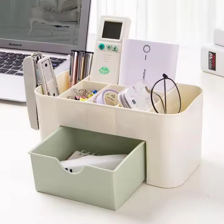 Caja De Almacenamiento Para Uñas Y Joyería Multifuncional Con Accesorios Para Algodón Suave Herramientas De Limpieza De Escritorio Caja De Cosméticos - 1