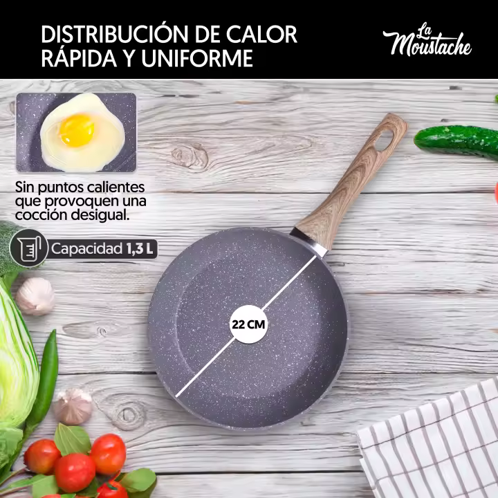 LA MOUSTACHE Sartén QUILMES de Aluminio Fundido con Revestimiento de Titanio Antiadherente, Todo Tipo de Cocinas, Sin PFOA - 1