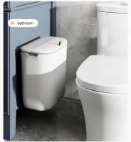 Basurero De Baño Colgante Con Tapa Resistente Al Agua Para Pared Ecológico De ABS Tamaño Delgado Para Inodoro 7/9L - details 7