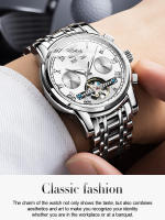 Reloj De Pulsera Automático Para Hombre OLEVS Estilo Business Impermeable Con Correa De Acero Inoxidable Calendario Esqueleto Display Numeral Romano - details 1