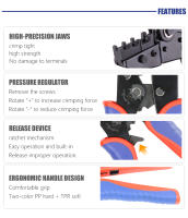 Juego De Herramientas De Prensa 8 En 1 YFX Interchangeable Para Conectores De Tubo Contraido No Aislado Barrelo Abierto Ferrules Pliers De Acero Al Carbono - details 5