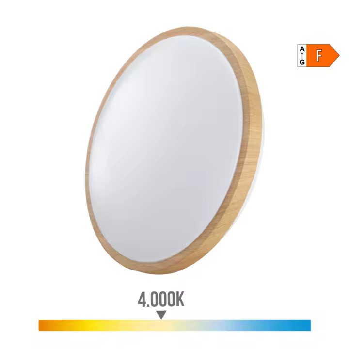 Edm Aplique Superficie Circular LED 18W 1820lm 4000K Efecto Madera - 1