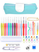 Kit De Agujas De Tejer IMZAY Con Mango De Goma Y Herramientas De Costura Incluye Agujas De Plástico Cuchillo De Acero Inoxidable Y Gancho De Crochet Colores Variados - details 0