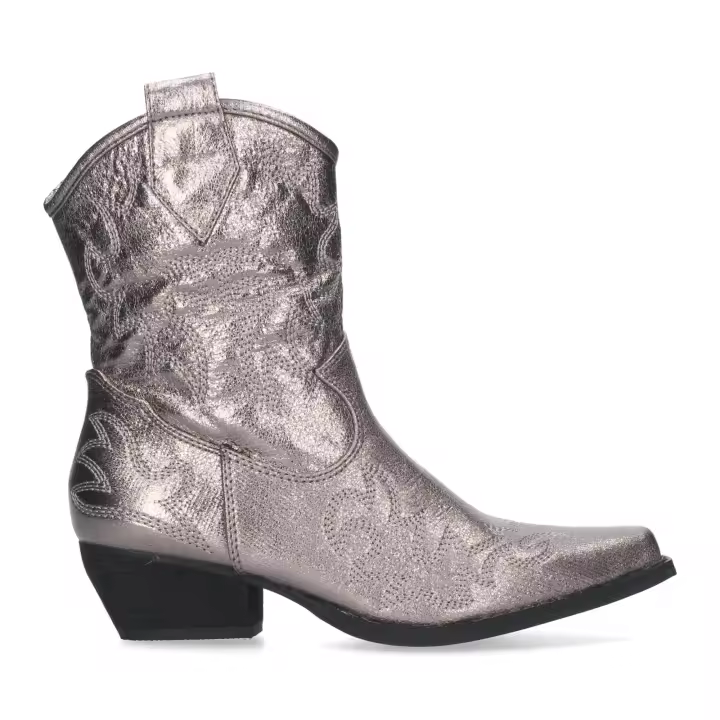 PuntoSalao Botines tacón cómodo camperos estilo cowboy para mujer gris - 1