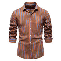 Camisas básicas que combinan con todo para hombre, camisas de algodón de manga larga a rayas a la moda, tops para hombre, novedad de otoño - details 4