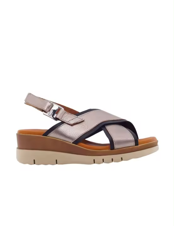ESCOOLERS SANDALIA TEFNUT CUÑA PIEL TIRAS CRUZADAS CIERRE VELCRO MUJER - 1