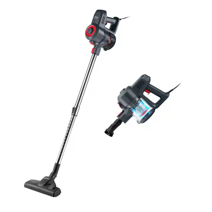 Ufesa - Aspirador escoba Tropical 600W con sistema ciclónico, filtro HEPA y cepillo 2 en 1 para suelos duros y alfombras, radio de acción de 8 m, incluye lanza y cepillo multiusos - 1