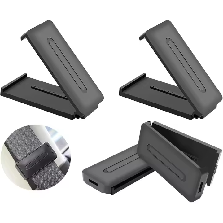 4 PCS Clip de Cinturón de Seguridad Ajustable Pinza Cinturon Seguridad Coche Ajustador del Cinturón Universal para Cinturones de Seguridad de Camiones, Todoterrenos y Diversos Turismos(Negro) - 1