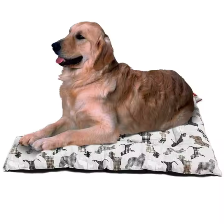 Cama para mascotas Camacan rectangular acolchada estampado siluetas de perro 100x70 cm - 1