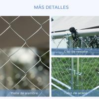 PawHut Perrera de Exterior con Toldo Jaula para Perros con 1 Puerta Anti-UV Impermeable y Marco de Acero para Jardín Patio 300x300x234 cm Plata - details 5