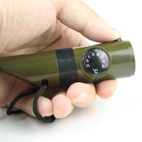 Silbato De Supervivencia Multifuncional 7-en-1 Portátil Con Compás Lente De Acero Y Espejo De Señal Termómetro Y Linterna - details 6