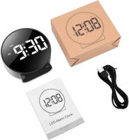 Reloj De Alarma Digital LED Viaje Dual 12/24H Snooze Mostrador Bedside Moderno Circular Pantalla LED Reloj De Mesa - details 3