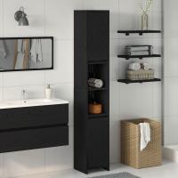 Armario de baño vidaXL Negro Roble 30x30x183,5 cm Madera elaborada - details 0