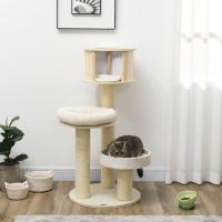 Árbol para Gatos con Cueva para Gatos de 122 cm de Altura, Tres Piso, Madeira, trench coat de Isal, pelota de juego para Gatos activos - details 0