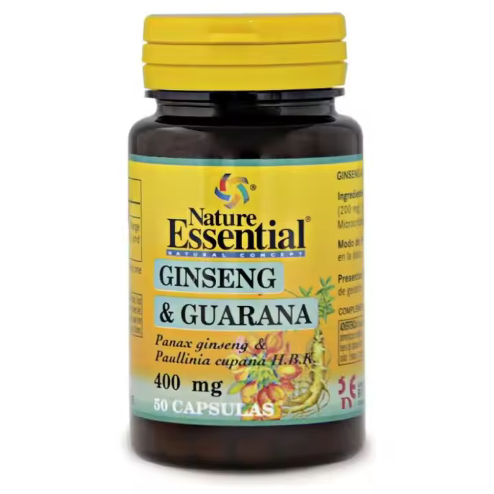 Nature Essential Ginseng con guarana 400 miligramos 50 cápsulas ideal para dietas de control de peso - 1