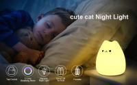 Lámpara Nocturna De Gato Lindo Para Niños 7 Colores Control Por Toque Ahorro De Energía LED Regalos Lindos Para Niñas Y Niños Luz De Dormitorio De Silicona - details 0