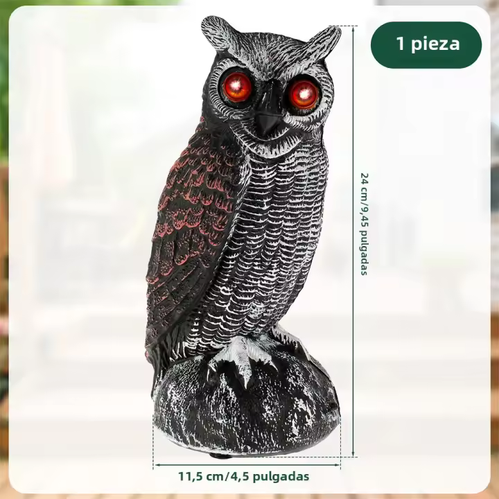 1/2Pcs Despavoridor De Pájaros Solares En Resina Con Ojos Parpadeantes Y Cabeza Giratoria Estatua De Buho Para Jardín Lawn Decoración De Exterior - 1