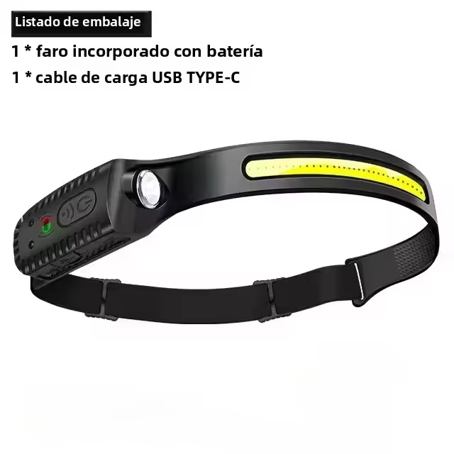 Linterna Frontal LED De Inducción Recargable USB Con Batería Integrada De 1200mAh Para Camping Y Pesca Luz Exterior - 1