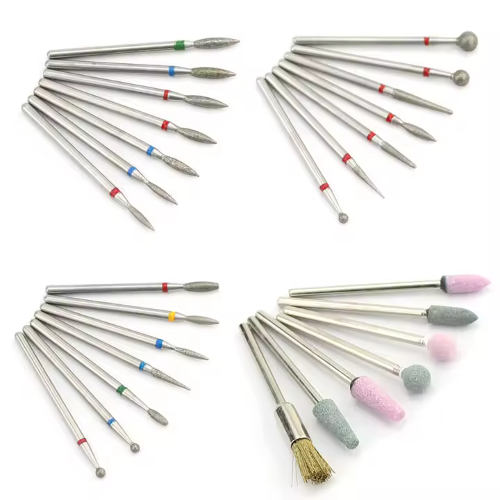 Set De 7 Piezas De Bits De Uñas Diamantados Para Eléctricos Herramientas De Corte Para Manicura Y Accesorios De Perforación - 1