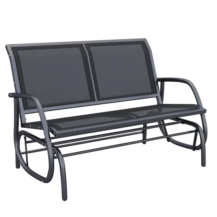 Outsunny Banco Balancín Tipo Silla Oscilante de Jardín o Patio con 2 Plazas 120x70x85 cm Metal y Tela Texteline - 1