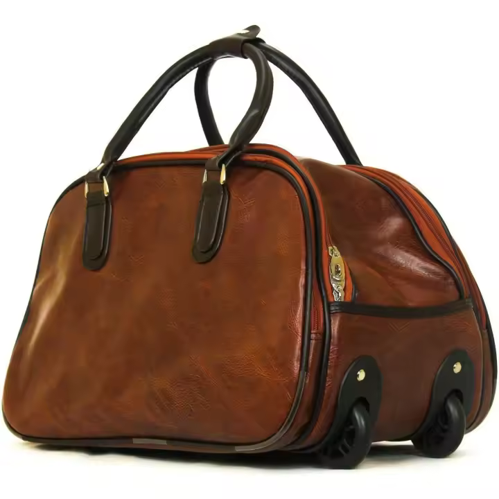 Coshano Bolsa de viaje CUERO FAUX MARRON unisex maleta con ruedas mediana para damas y caballeros - 1