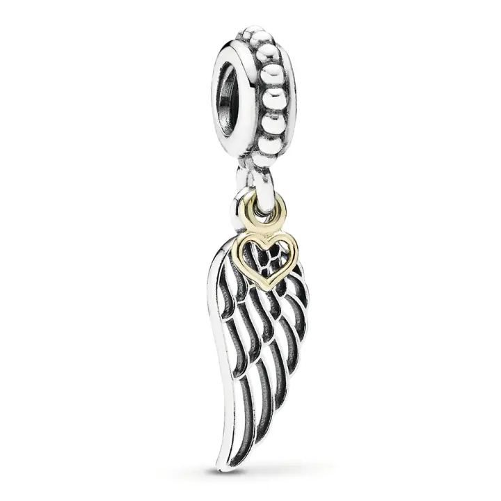 Pandora Charm de Colgante en Plata de Ley Colgante de Corazón Con Alas de ángel de Amor y Guía 791389，Incluye Caja Original - 1