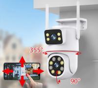 Cámara Solar Inteligente Tuya WIFI Con Doble Lente 8MP Vigilancia De Video Inalámbrica Exterior Cámara De Batería PTZ CCTV Doble Pantalla PIR Detectar - details 9