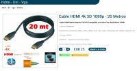 Cable HDMI 20 metros Full HD 4K 2K 3D. 18 Gbps. TRICOM - details 0