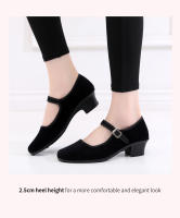 Dynadans-Women Ballet Tango Dance Shoes Indoor Dance Practice, Coral Velvet Upper, Black with 2.5cm Heel - details 6
