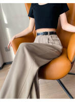Pantalones Anchos De Pierna Con Cinturón Para Mujer Cintura Alta Elegante Minimalista Sueltos Ajustables Para Todas Las Estaciones - details 9